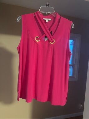 Nine West Fuchsia Sleeveless Grommet Detail gorgeous top!